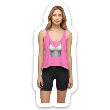 A dress form is adorned with a pink women's cropped sports tank top sticker