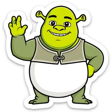 Shrek waving, cartoon style sticker