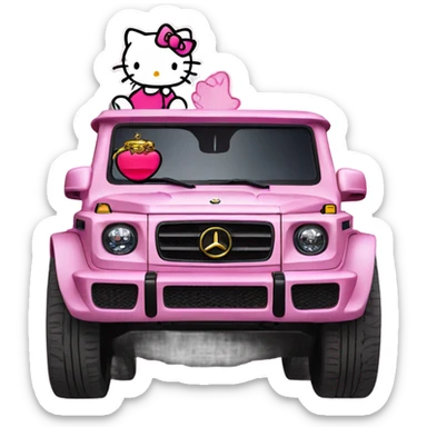 Hello kitty on a g wagon sticker