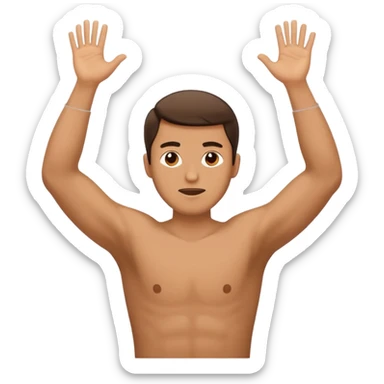 man backing down from argument with arms up sticker