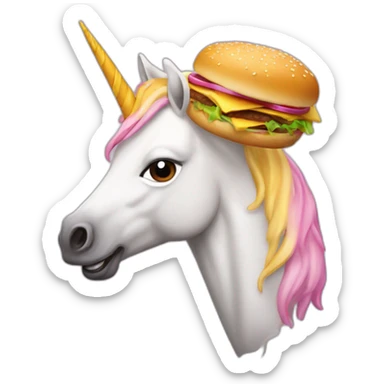 unicorn slapped with hamburger sticker