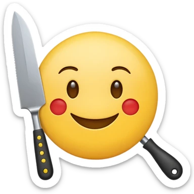 Smile emoji holding knife sticker