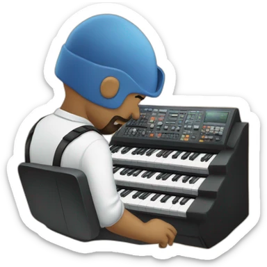 A bald man with beard and mustache playing an AKAI MPC sticker