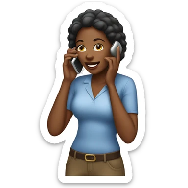 black woman talking on cell phon sticker