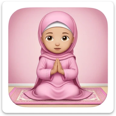 baby Muslim girl wearing pink dress on a light pink prayer rug sticker