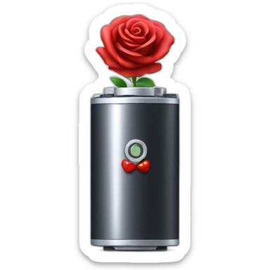 Fully charged Battery with red rose  sticker