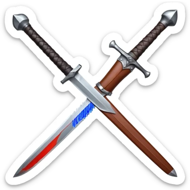 a viking blade, bastard sword, transparent background, the hilt is bound in black, the blade has a bloodgroove and a very sharp pointed tip sticker