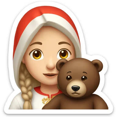 Russian girl with bear  sticker