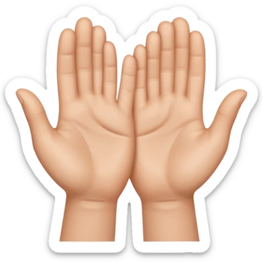 Emoji icon of open hands facing up, soft realistic skin texture, smooth shading, minimal details, centered composition sticker