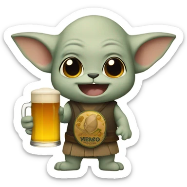 Grogu with beer sticker
