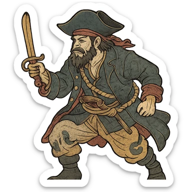 ukiyo-e style pirate sticker