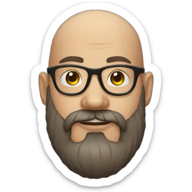 bald beard man with tattoo in glasses sticker