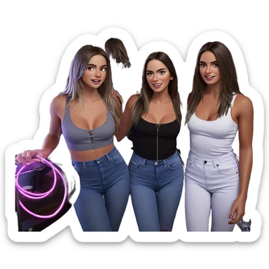 girls in neon lights sticker