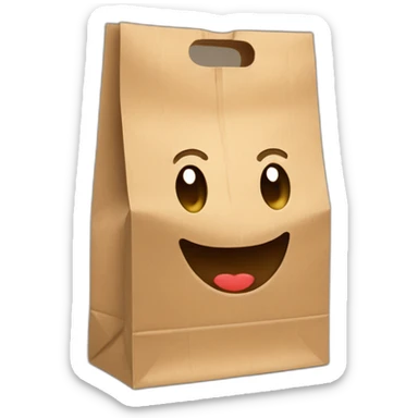 happy paper bag with handles sticker