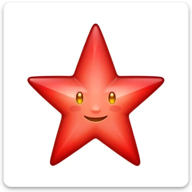 A single red star emoji in cartoon style. The star should be symmetrical, shiny, and have smooth edges. It should glow softly with a red aura. The design should be friendly and emoji-like, with a transparent background. sticker