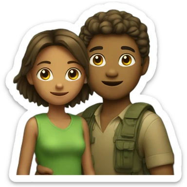 Boy girl in the jungle sticker