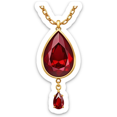 glowing wine-red garnet cradled by a delicate golden chain sticker