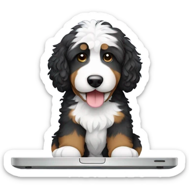 bernedoodle with computer sticker