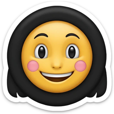 Um emoji circular preto com um sorriso branco sem emoção sticker