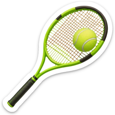 A green dark tennis racket 
(1) with a tennis ball(1) sticker