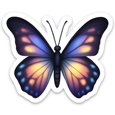 Dark iridescent butterfly glowing sticker