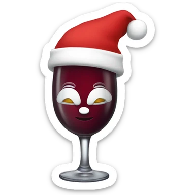 Wine bottle With a santa hat  sticker
