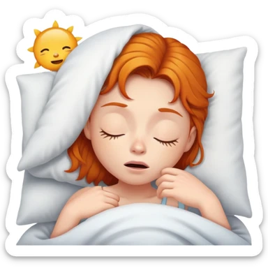 Ginger girl trying to wake up in early morning sticker