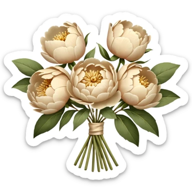 Beige Peonies bouquet sticker