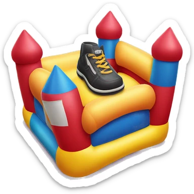 Bouncy castle with a shoe inside it sticker