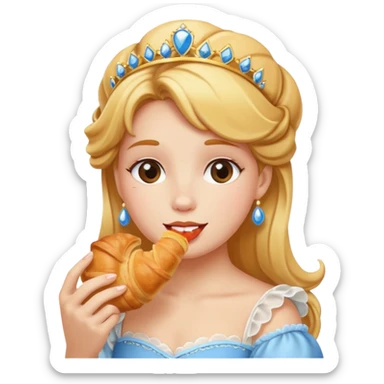 Princess eating a croissant sticker