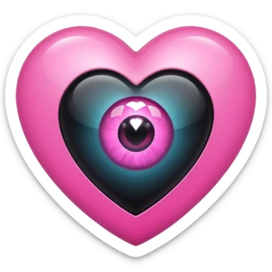 A black heart Gem with a pink eye in the center sticker