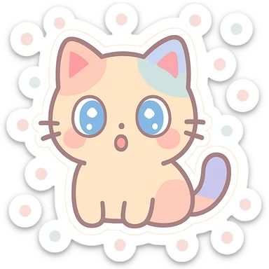 cute cat sticker, surprised, big eyes, kawaii style sticker
