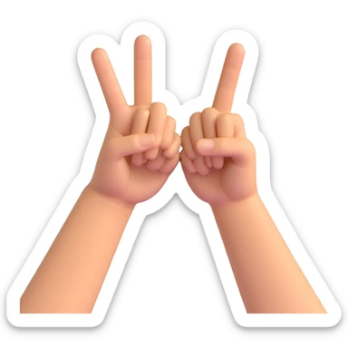 hand making nah gesture, back of hand facing forward, fingers together, slight top-down view, modern 3D emoji style sticker