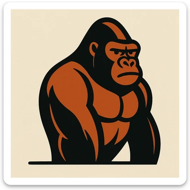 a gorilla with no legs, stylized, bold lines, minimal background sticker