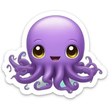 cute kraken cute face zen sticker