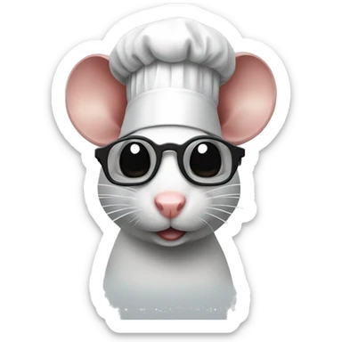 a rat with a chef hat on and MLG glasses. sticker