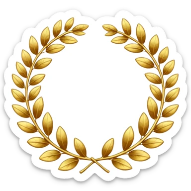 A golden laurel wreath shining with elegant metallic leaves. sticker