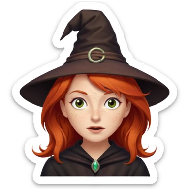 Red haired witch, sassy, rolling eyes upwards sticker