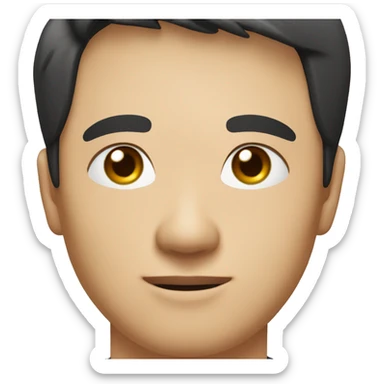 A head and shoulders shot of a 33 year old Asian man, with short black hair,   with brown eyes wearing a t-shirt. sticker