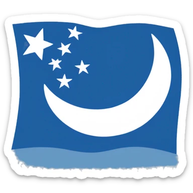 Uyghur flag, blue background, white star and white crescent sticker
