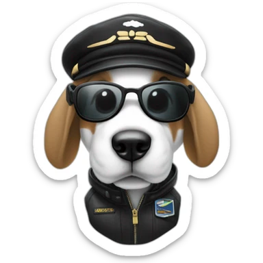 snoopy blanco totalmente con lentes negros y gorra de piloto aviador sticker