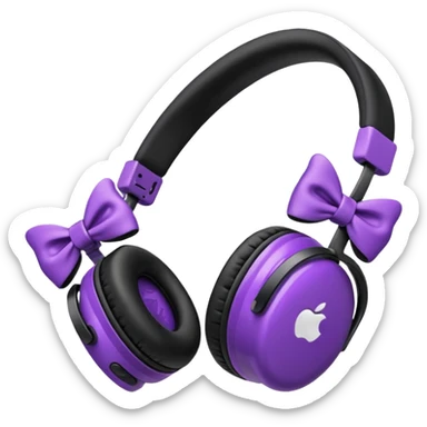 apple air max headphoness with bow on the right side black and purple  sticker