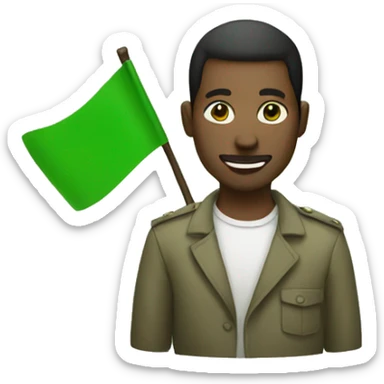 man with aromantic flag sticker