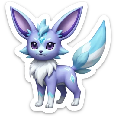 Fluffy celestial Glaceon-Espeon-dialga-hybrid, full body sticker