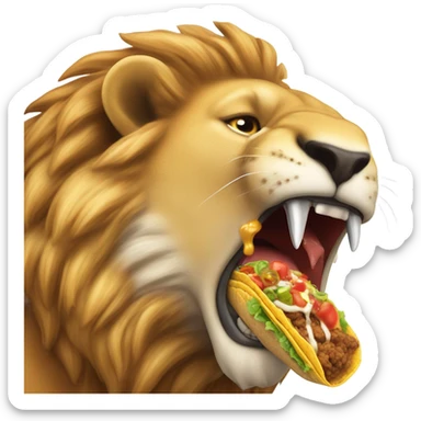 Lion eating tacos sticker