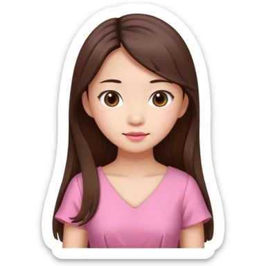 asian girl with long brown hair and fair skin wearing pink dress sticker