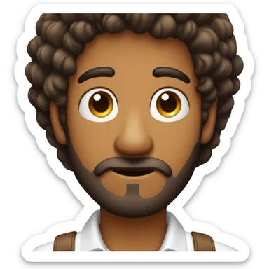 um homem branco de cabelo marrom  olhos marrom sorrindo com barba cablo curto um pouco gordo acenando  sticker