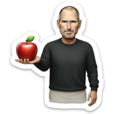 Steve jobs with apple head sticker