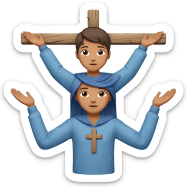 Una persona con los vrazos estirados hacia ambos lados vestido y en forma de cruz sticker