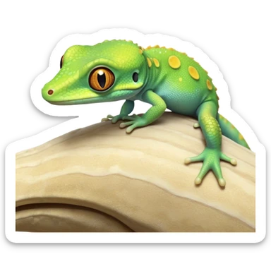 cinematic-cute-realistic gecko-portrait-emoji,-head-tilted-playfully-and-inquisitively,-featuring-a-small,-charming-body-with-smooth,-vividly-patterned-scales,-bright,-sparkling-eyes-and-delicate,-sticky-toe-pads,-simplified-yet-irresistibly-adorable sticker